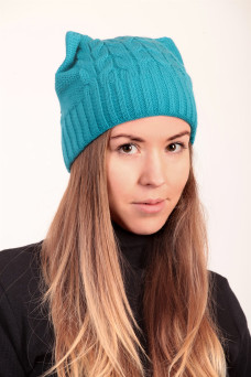 Шапка з вушками NITA Л 783 бірюза