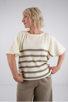 Джемпер-смужка NITA N886-23 какао