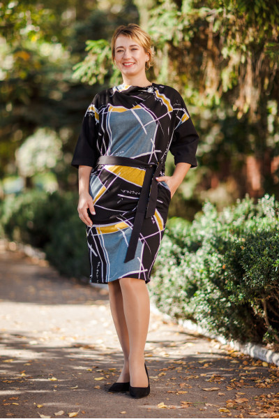 Сукня NITA Л 809-20 чорно-жовта