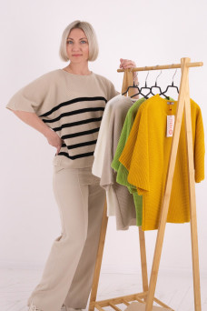 Джемпер-смужка NITA N886-23 перлина