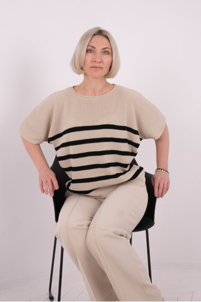 Джемпер-смужка NITA N886-23 перлина